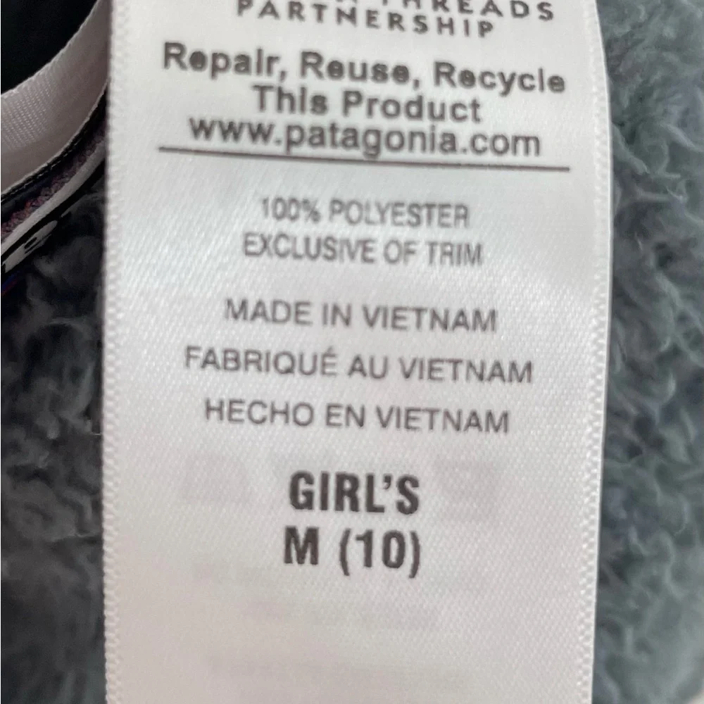 Patagonia Vest Grey & Red Pulls Los Gatos Fleece #65490 Youth Girl’s Size Med 10